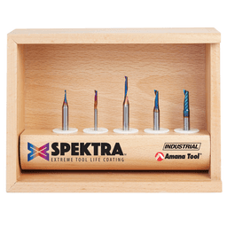 5-Piece Spektra Plastic Cutting 'O' Flute CNC Spiral Router Bit Set - Alt Image 1