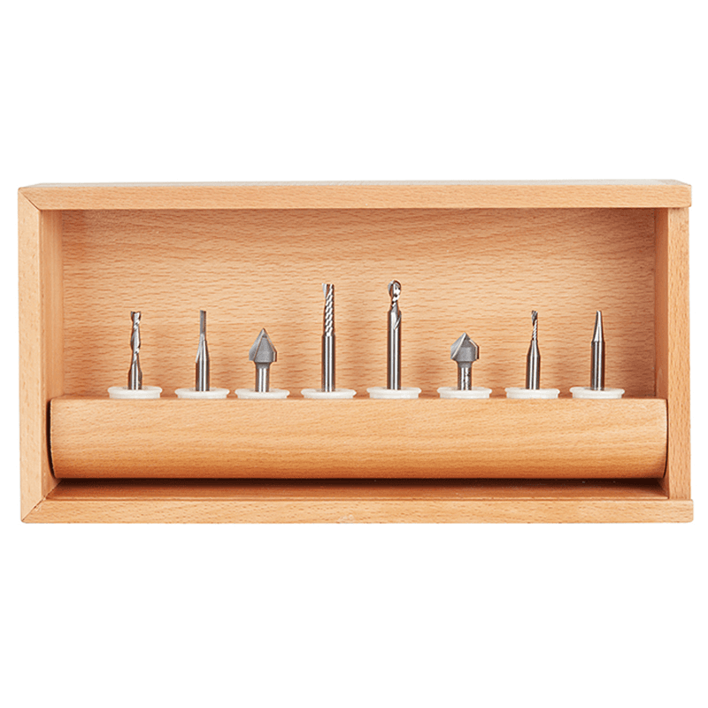 8 Piece CNC General Purpose Router Bit Collection, 1/4" Shank - Alt Image 1