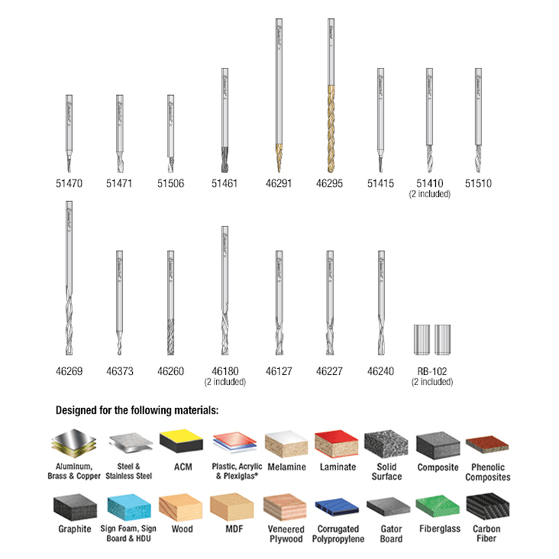 18-Piece CNC Specialty Multi-Material Router Bit Collection, 1/8" Shank - Alt Image 3