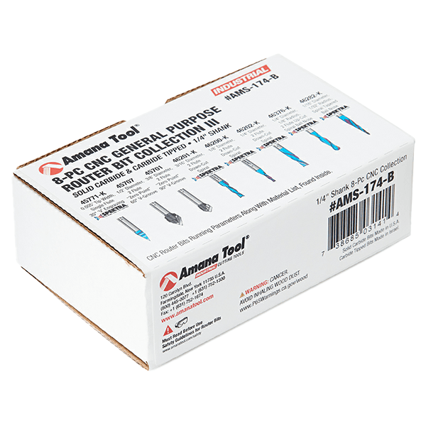 8-Piece General Purpose CNC Collection III Router Bit Set, 1/4" Shank Alt 1 - Image