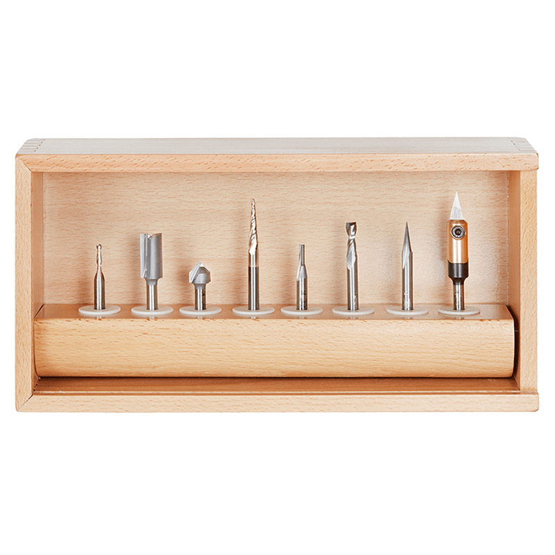 8-Piece CNC Artist Signmaking Starter Router Bit Collection, 1/4" Shank - Main Image