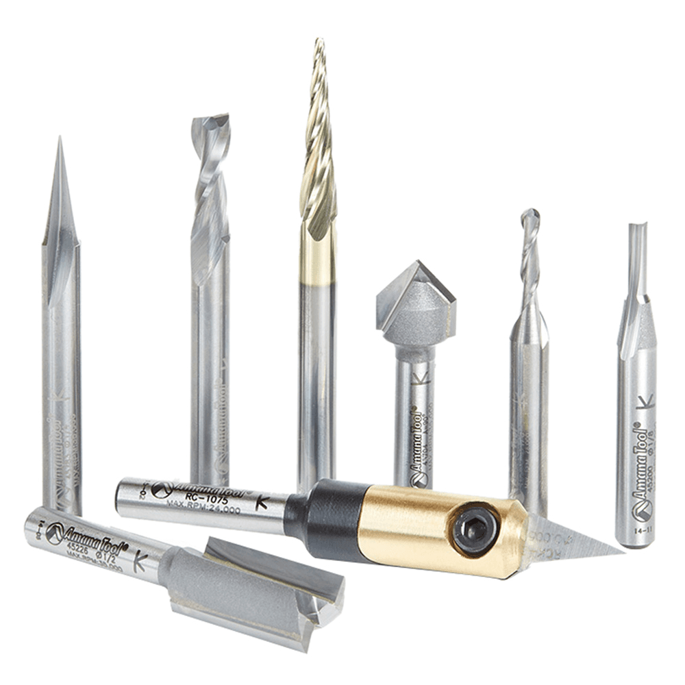 8-Piece CNC Artist Signmaking Starter Router Bit Collection, 1/4" Shank - Alt Image 1