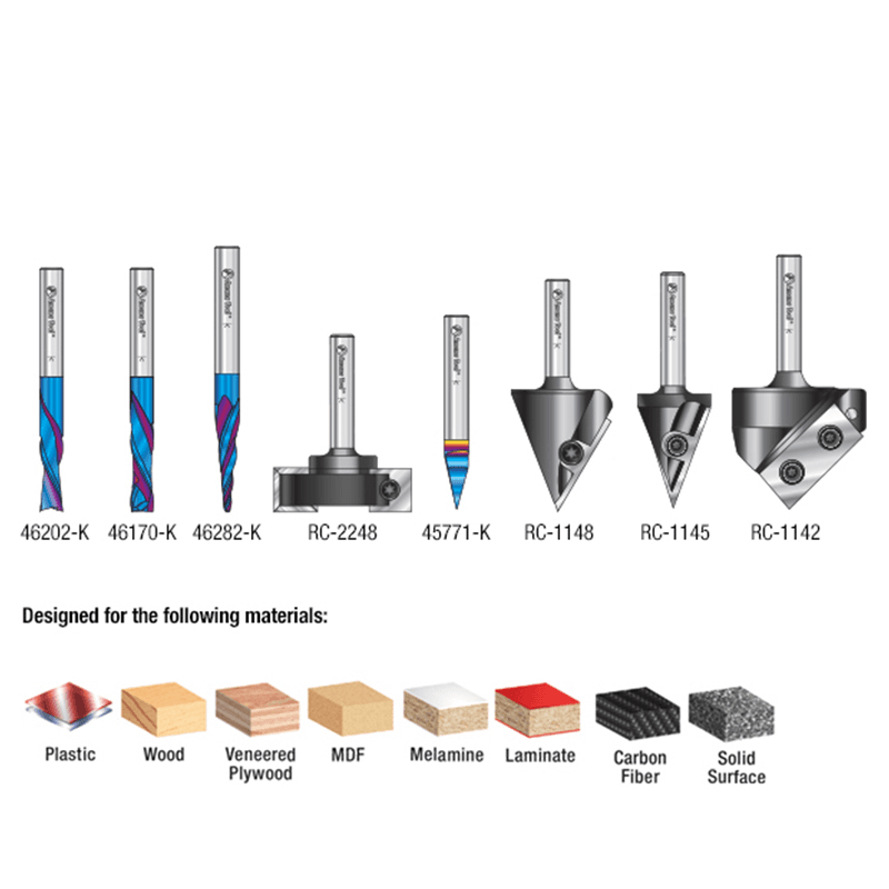 8-Piece CNC Advanced Starter Router Bit Set, 1/4" Shank - Alt Image 2