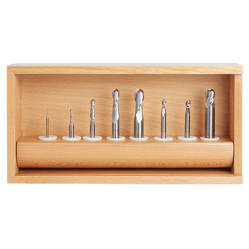 8-Piece Up-Cut Spiral Ball Nose Router Bit Collection - Alt Image 1