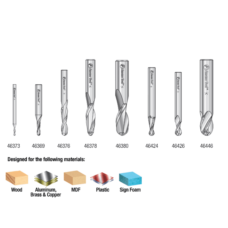 8-Piece Up-Cut Spiral Ball Nose Router Bit Collection - Alt Image 2