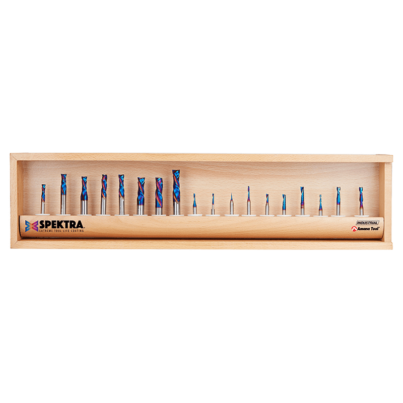 18-Piece Spektra Plastic Cutting 'O' Flute Compression/Spiral Plunge Router Bit Collection - Alt Image 1