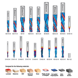 18-Piece Spektra Plastic Cutting 'O' Flute Compression/Spiral Plunge Router Bit Collection - Alt Image 2