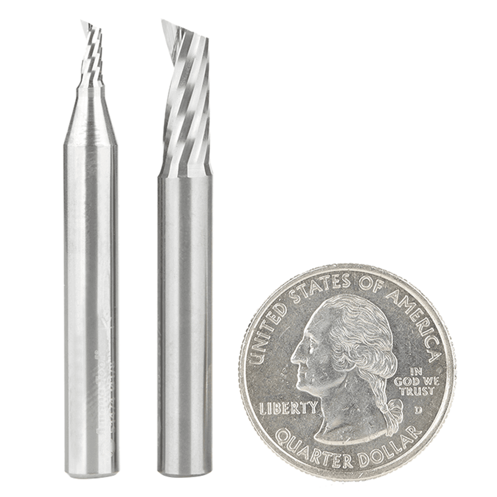 2-Piece CNC Aluminum Cutting 'O' Flute Spiral Router Bit Pack, 1/4" Shank - Main Image