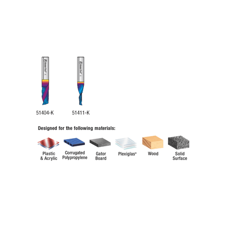 2-Piece CNC Spektra Plastic Cutting 'O' Flute Spiral Router Bit Pack, 1/4" Shank - Alt Image 3