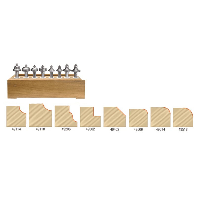 8-Piece Profile Router Bit Set, 1/2" Shank - Alt Image 1