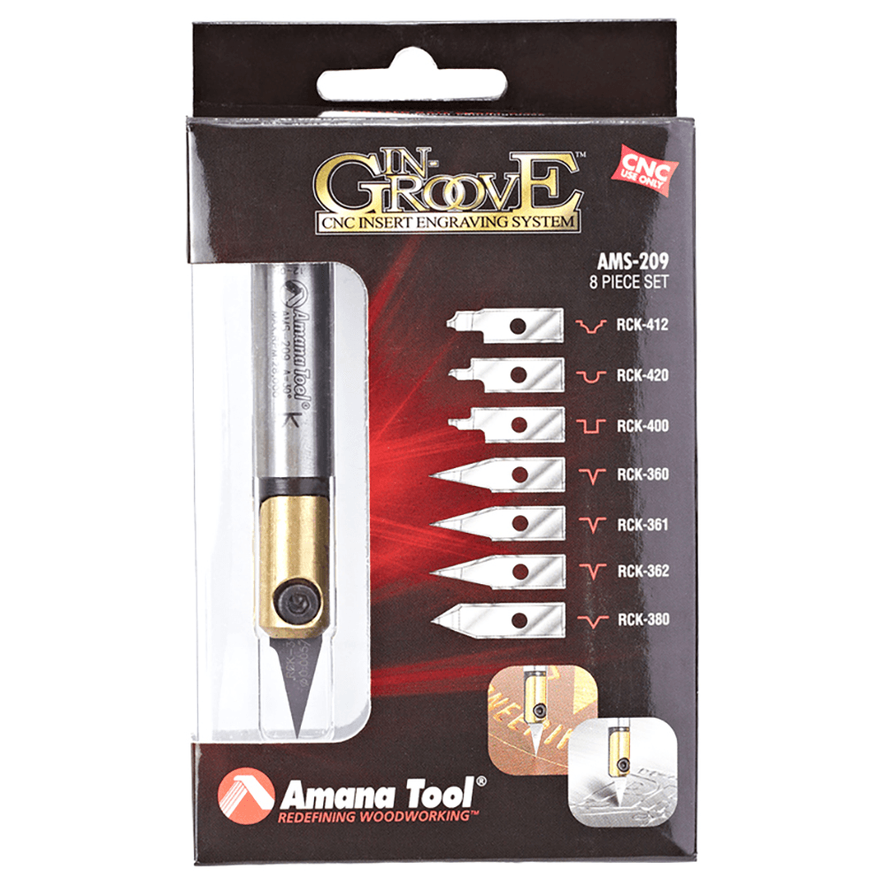 AMS-209 8-Piece In-Groove Insert Engraving Tool Body/Knives Set, 1/2" Shank Alt 2 - Image