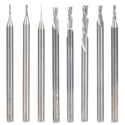 8-Piece Down-Cut CNC Spiral Router Bit Set, 1/8" Shank - Main Image