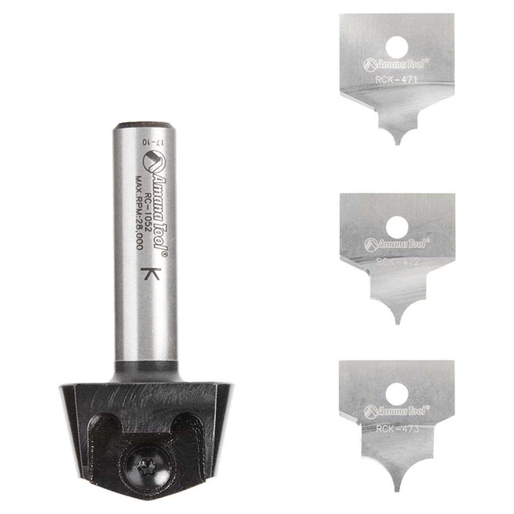 AMS-216 4-Piece Tru Point Roundover Insert CNC System Router Bit, Set, 1/2" Inch Shank Main - Image