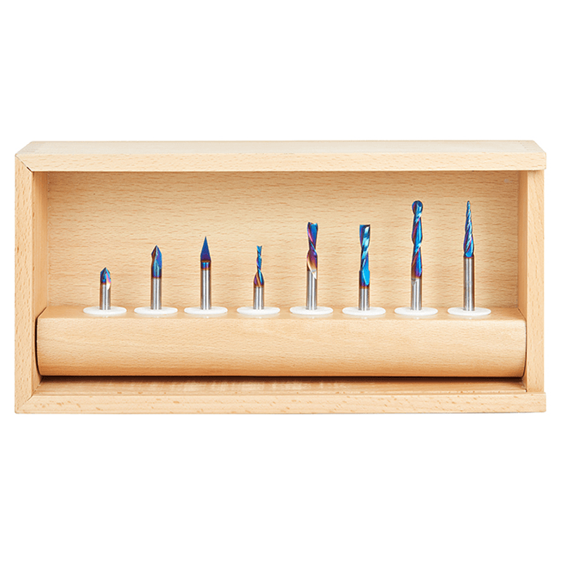 8-Piece CNC Spektra General Purpose III Router Bit Set, 1/4" Shank - Alt Image 1