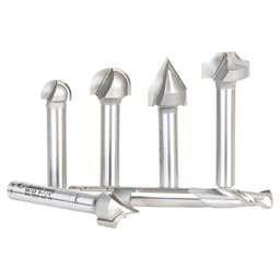 6-Pieces CNC Lettering Router Bit Set, 1/4" Shank Main - Image