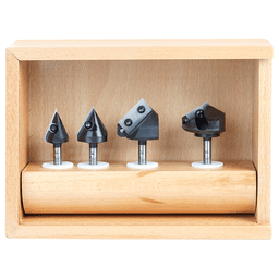AMS-225 4-Piece 45°/60°/90°/120° 3D CNC Signmaking, Lettering/Engraving Insert V-Groove Router Bit, 1/4" Shank Alt 2 - Image