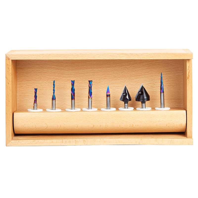 8-Piece Joos CNC Advance Router Bit Set, 1/4" Shank - Alt Image 1