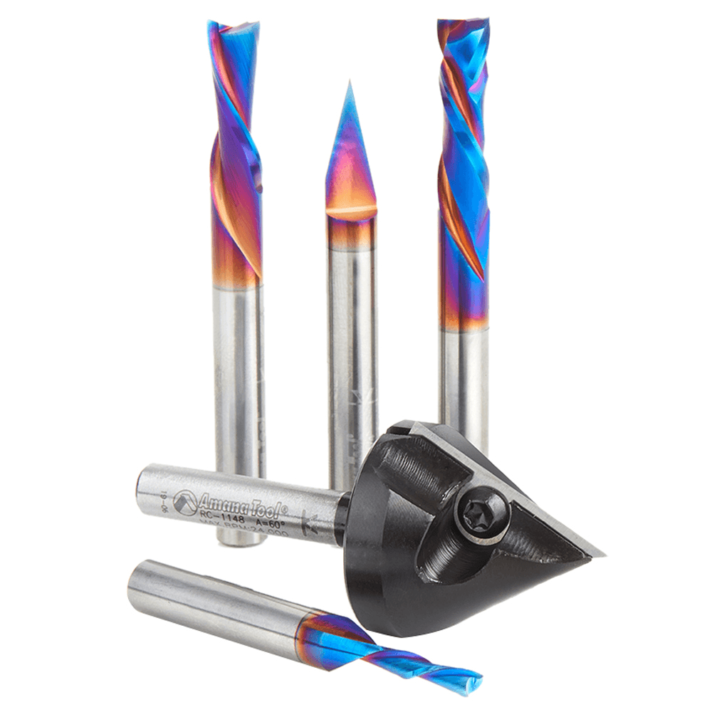 5-Piece Blueline CNC Starter Router Bit Set, 1/4" Shank - Main Image