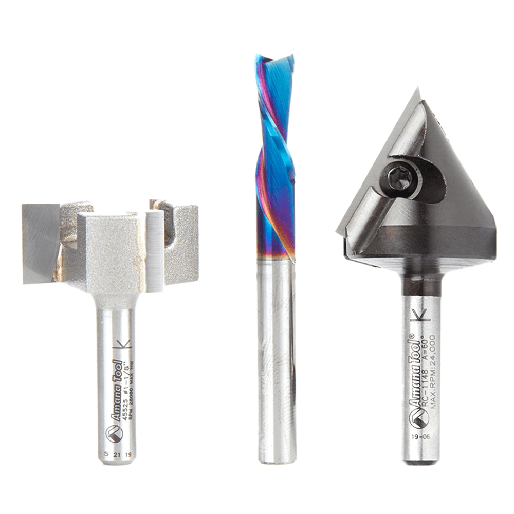 3-Piece CNC Starter Router Bit Pack II, 1/4" Shank - Main Image