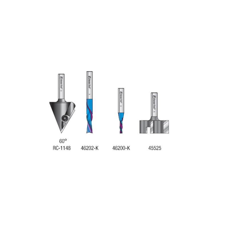 4-Piece CNC Starter Router Bit Pack, 1/4" Shank - Alt Image 2