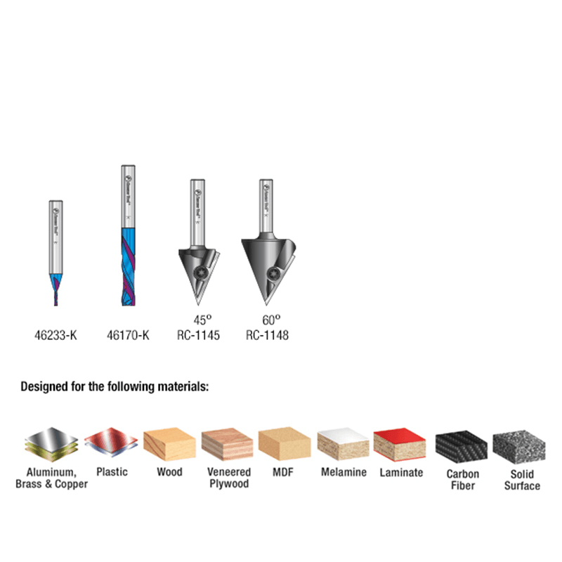 4-Piece Colson's Choice CNC Starter Router Bit Set, 1/4" Shank - Alt Image 2