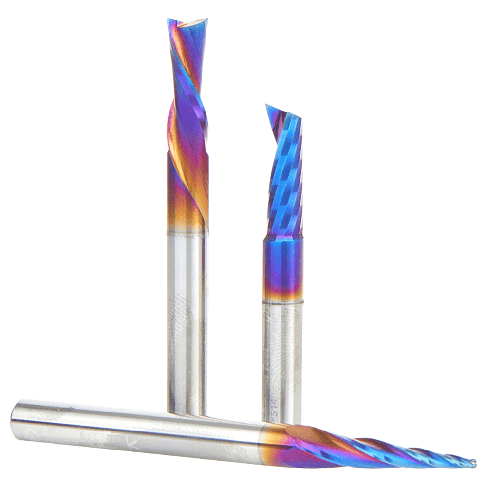 AMS-252-K 3-Piece CNC Spektra Extreme Tool Life Coated Signmaking Router Bit, Pack III, 1/4" Shank Alt 2 - Image