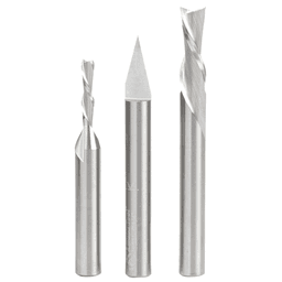 3-Piece CNC Basic Router Bit Pack, 1/4" Shank - Alt Image 1