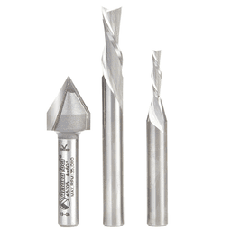 3-Piece CNC Router Bit Pack, 1/4" Shank - Alt Image 1