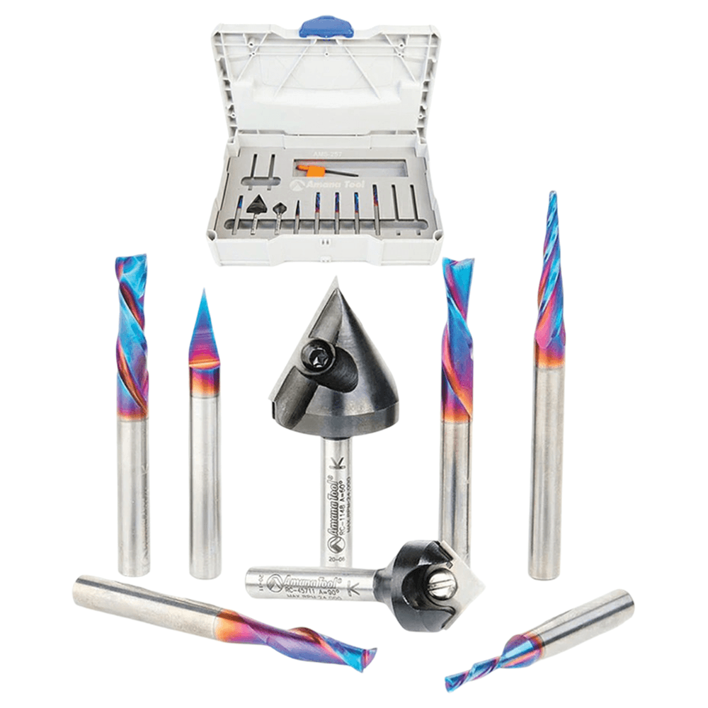 8-Piece CNC General Purpose Router Bit Set, 1/4" Shank Alt 1 - Image