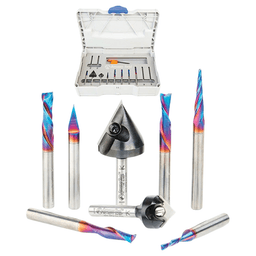 8-Piece CNC General Purpose Router Bit Set, 1/4" Shank Alt 1 - Image