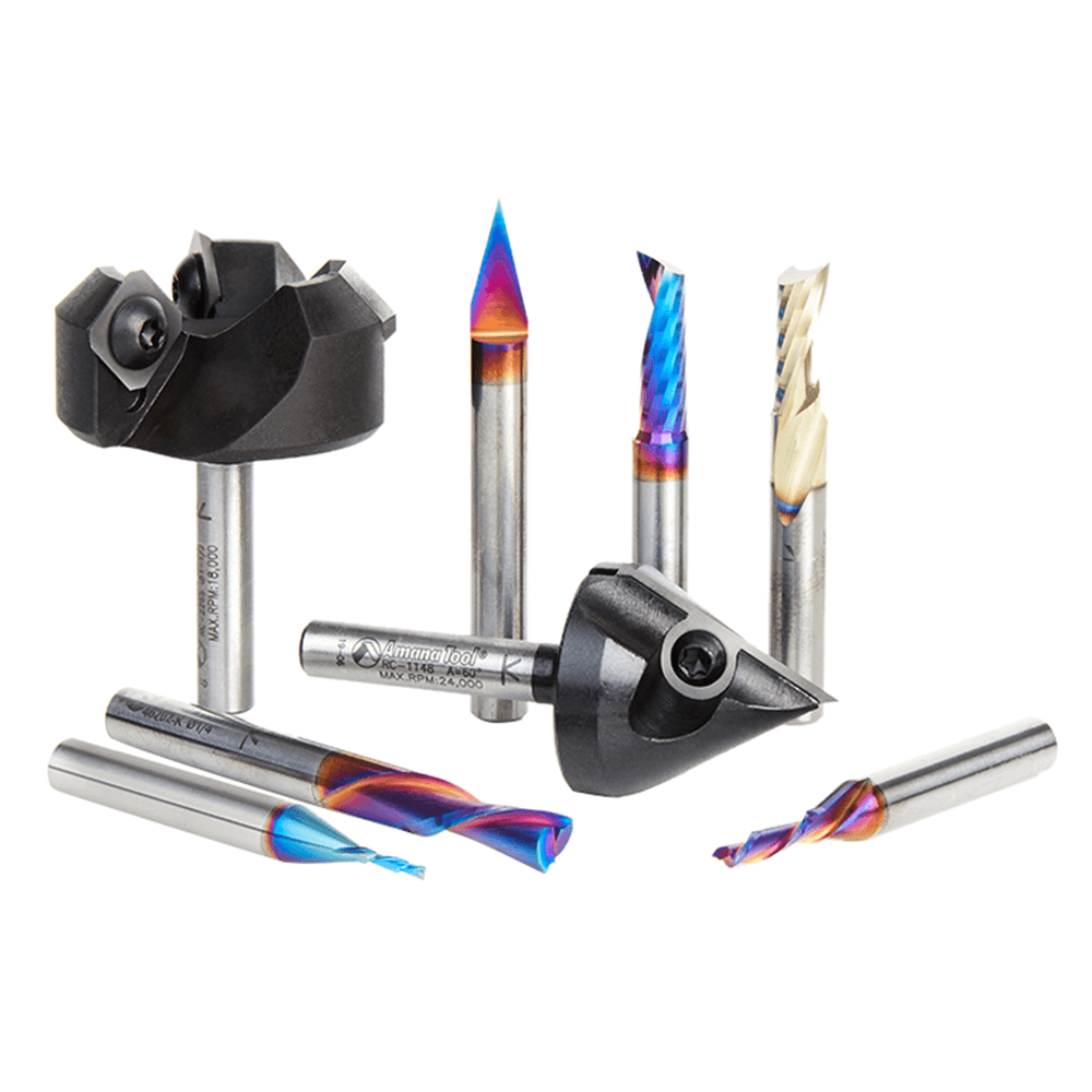 8-Piece CNC Advanced Master Router Bit Collection, 1/4" Shank - Main Image