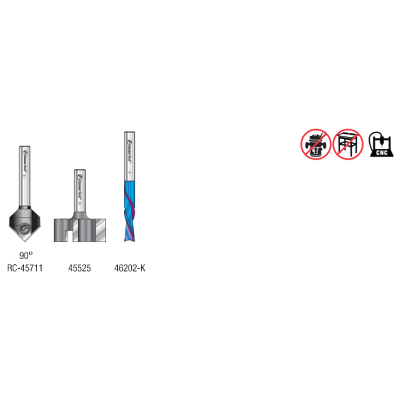 AMS-266 General Purpose CNC Router Bit, Set, 1/4" Shank(3-Piece) Alt 1 - Image