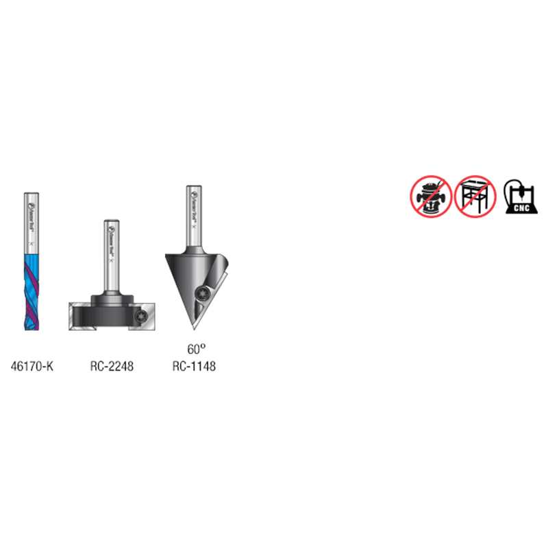 AMS-267 General Purpose CNC Router Bit, Set, 1/4" Shank(3/Piece) Alt 1 - Image