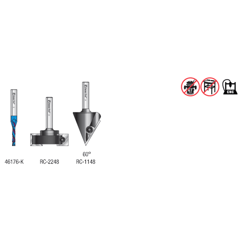 AMS-268 General Purpose CNC Router Bit, Set, 1/4" Shank(3/Piece) Alt 1 - Image