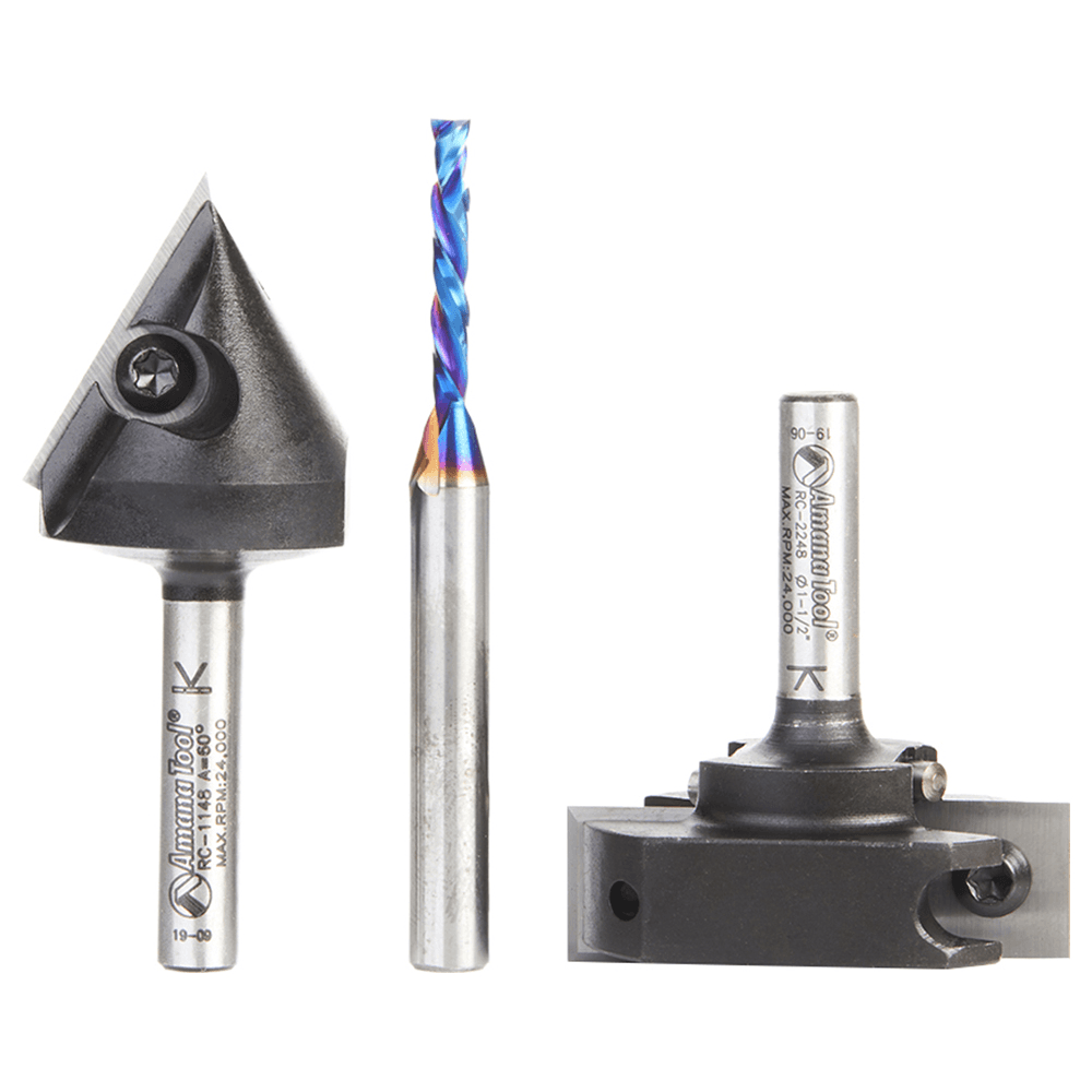 AMS-268 General Purpose CNC Router Bit, Set, 1/4" Shank(3/Piece) Alt 2 - Image