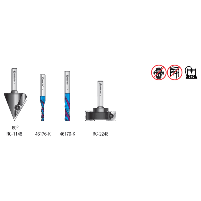 AMS-269 General Purpose CNC Router Bit, Set, 1/4" Shank(4/Piece) Alt 1 - Image