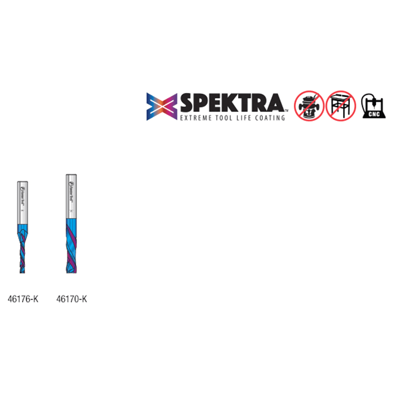 AMS-273-K 2-Piece Solid Carbide Spektra Extreme Tool Life Coated Compression Spiral Bit, CNC Pack, 1/4" Shank Alt 1 - Image