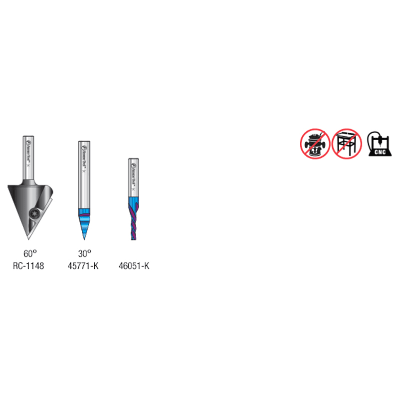 AMS-274 General Purpose CNC Router Bit, Set, 1/4" Shank(3/Piece) Alt 1 - Image