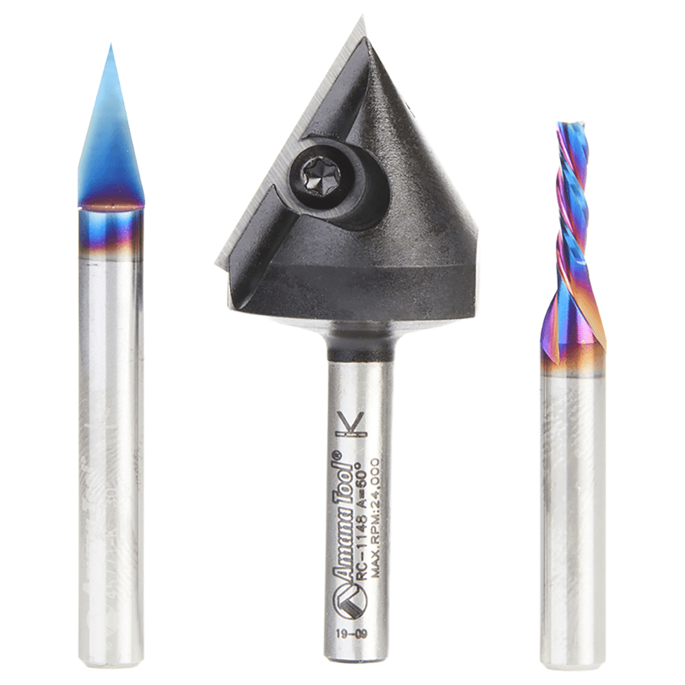 AMS-274 General Purpose CNC Router Bit, Set, 1/4" Shank(3/Piece) Main - Image