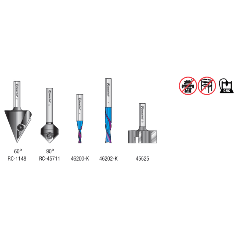 AMS-276 General Purpose CNC Router Bit, Set, 1/4" Shank(5/Piece) Alt 1 - Image