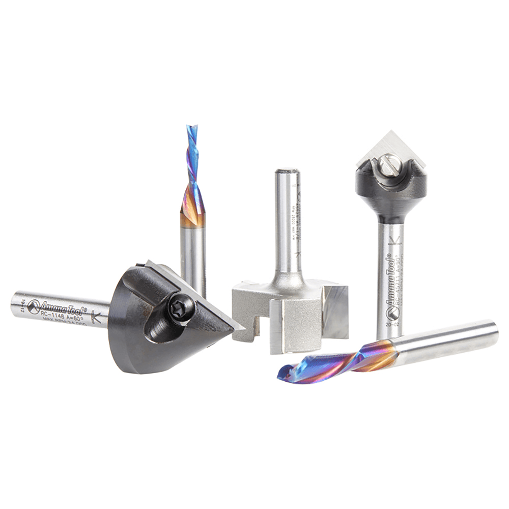 AMS-276 General Purpose CNC Router Bit, Set, 1/4" Shank(5/Piece) Alt 2 - Image