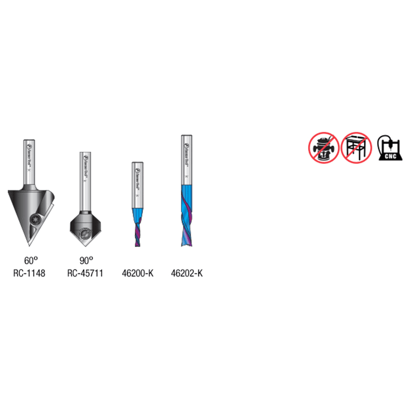 AMS-277 General Purpose CNC Router Bit, Set, 1/4" Shank(4/Piece) Alt 1 - Image