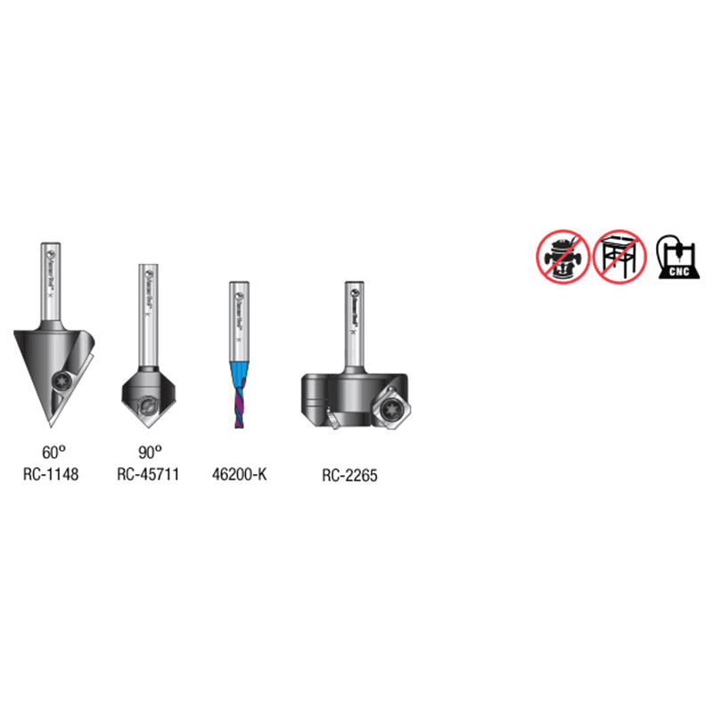 AMS-278 General Purpose CNC Router Bit, Set, 1/4" Shank(4/Piece) Alt 1 - Image