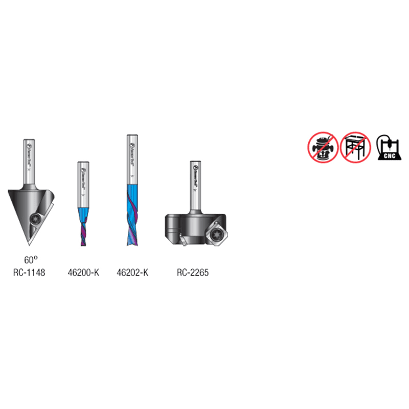 AMS-283 General Purpose CNC Router Bit, Set, 1/4" Shank(4/Piece) Alt 1 - Image
