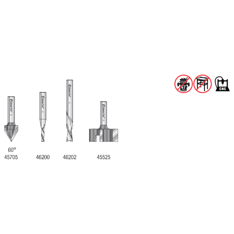 AMS-284 General Purpose CNC Router Bit, Set, 1/4" Shank(4/Piece) Alt 1 - Image
