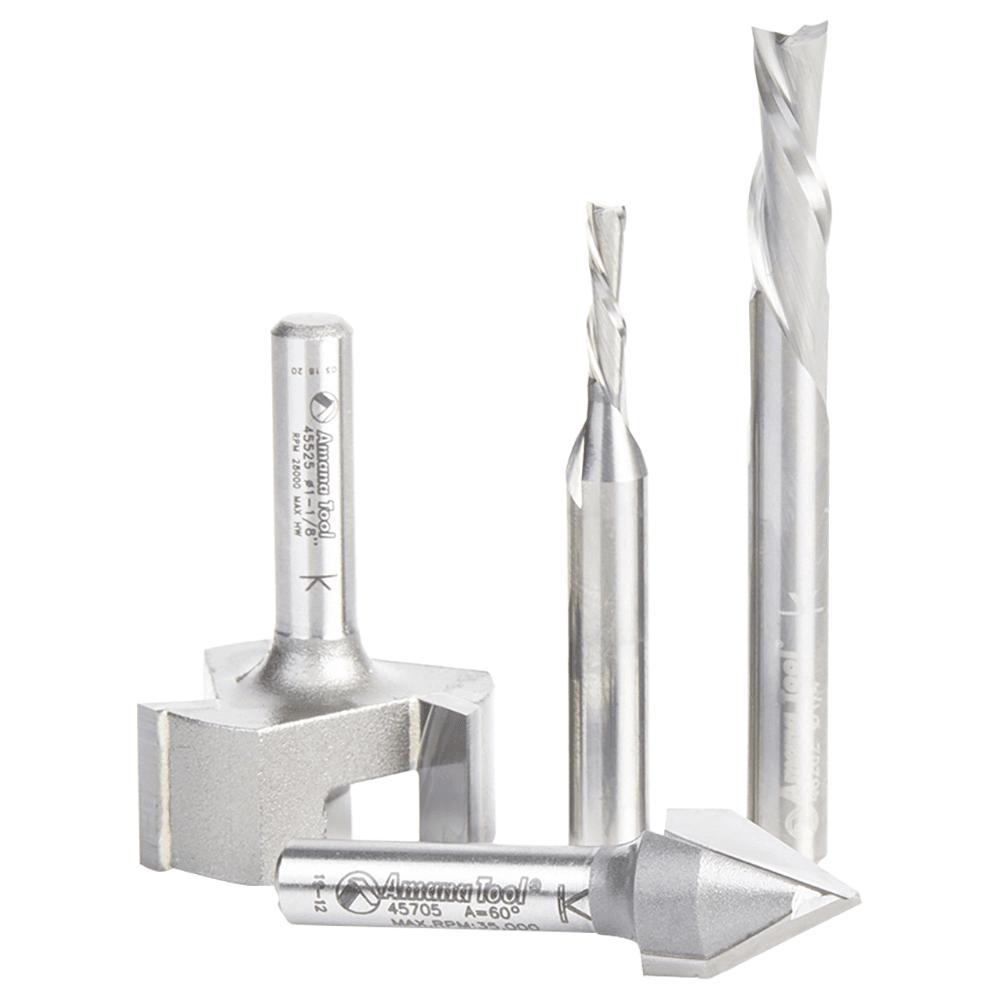AMS-284 General Purpose CNC Router Bit, Set, 1/4" Shank(4/Piece) Alt 2 - Image