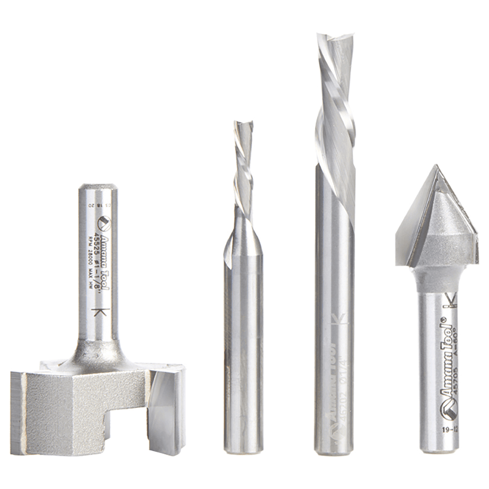 AMS-284 General Purpose CNC Router Bit, Set, 1/4" Shank(4/Piece) Main - Image