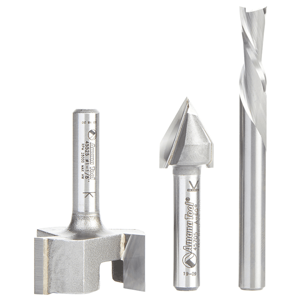 AMS-285 General Purpose CNC Router Bit, Set, 1/4" Shank(3/Piece) Alt 1 - Image
