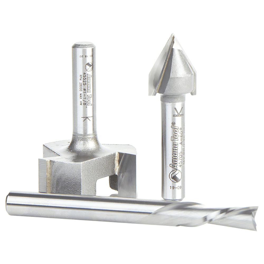AMS-285 General Purpose CNC Router Bit, Set, 1/4" Shank(3/Piece) Alt 2 - Image