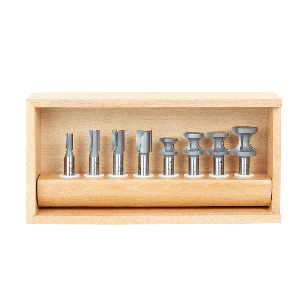 8-Piece Straight/Bullnose Router Bit Set, 1/2" Shank - Alt Image 1
